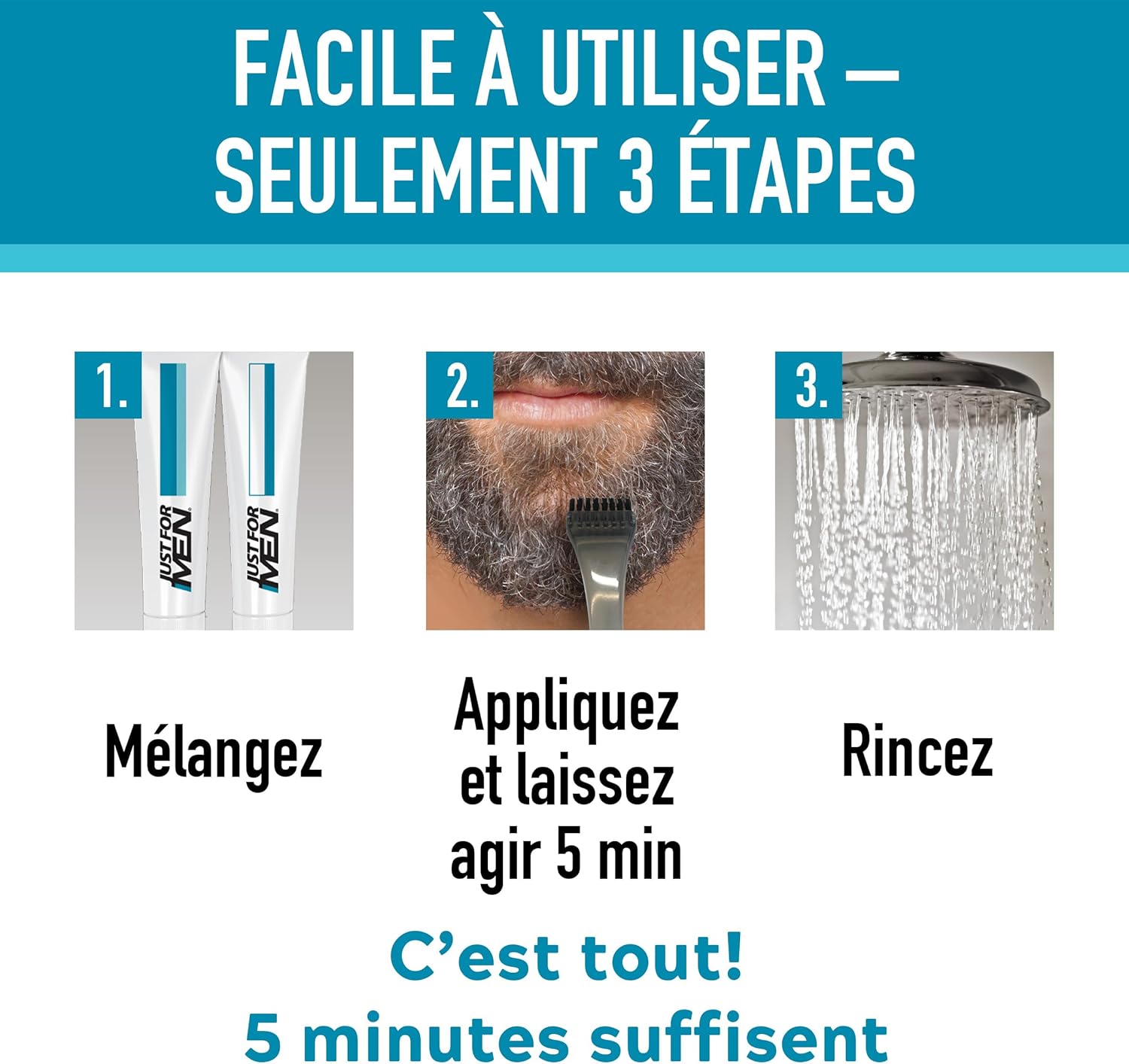 Detalle 2 de Just For Men Barbe & Moustache – Coloration barbe Naturel, M40 Moyen Foncé, sans ammoniaque