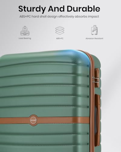 Detalle de Kono Medium Hard Shell Suitcase: Green 24-inch ABS+PC Checked Luggage
