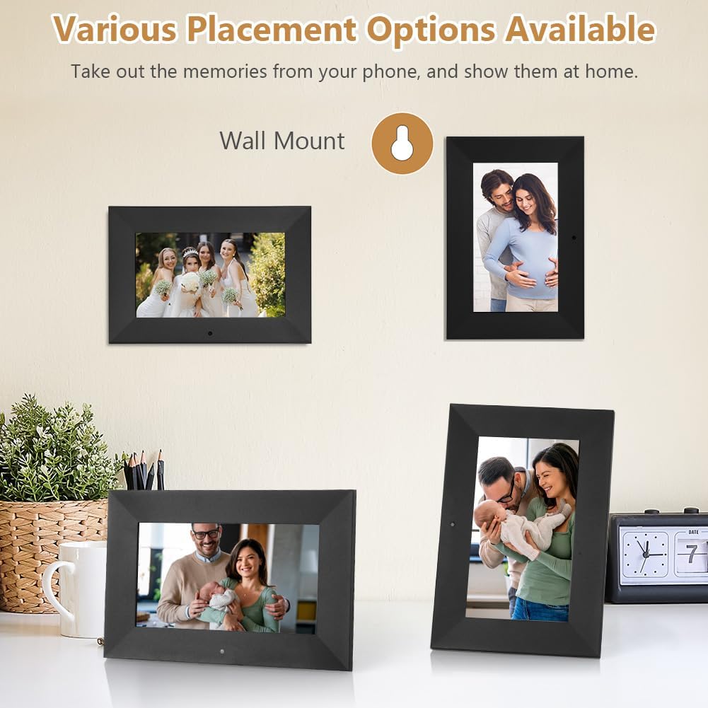 Detalle de Vicloon 7 Inch Digital Picture Frame, IPS Touchscreen, 1024 x 600, USB/SD