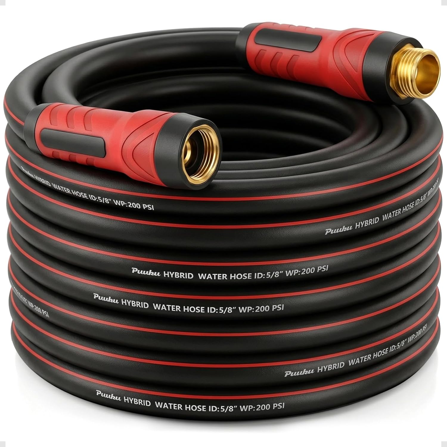 Detalle de PUUKU 50 ft x 5/8" Garden Hose, Flexible Hybrid with Swivel Handle