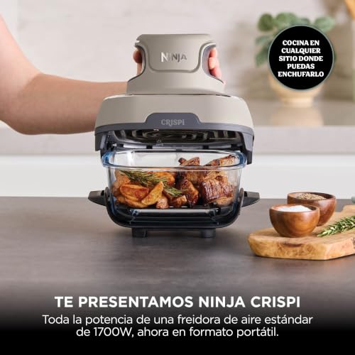 Detalle de Ninja CRISPi: Freidora de Aire Portátil 4 en 1, 3,8 L, Piedra – versátil y compacta para cocinas pequeñas