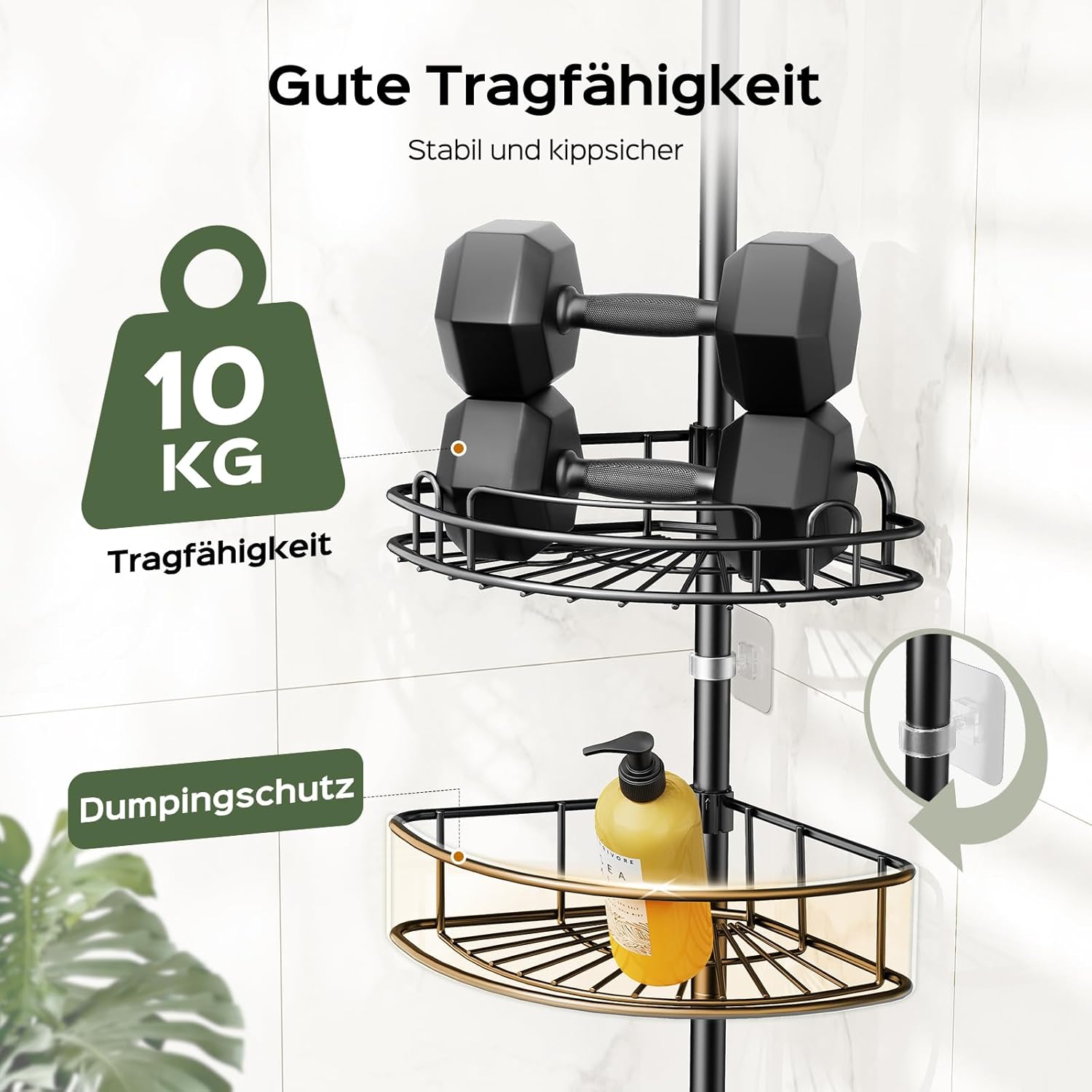 Detalle 2 de HAMITOR Teleskop Duschablage verstellbar 121–314 cm