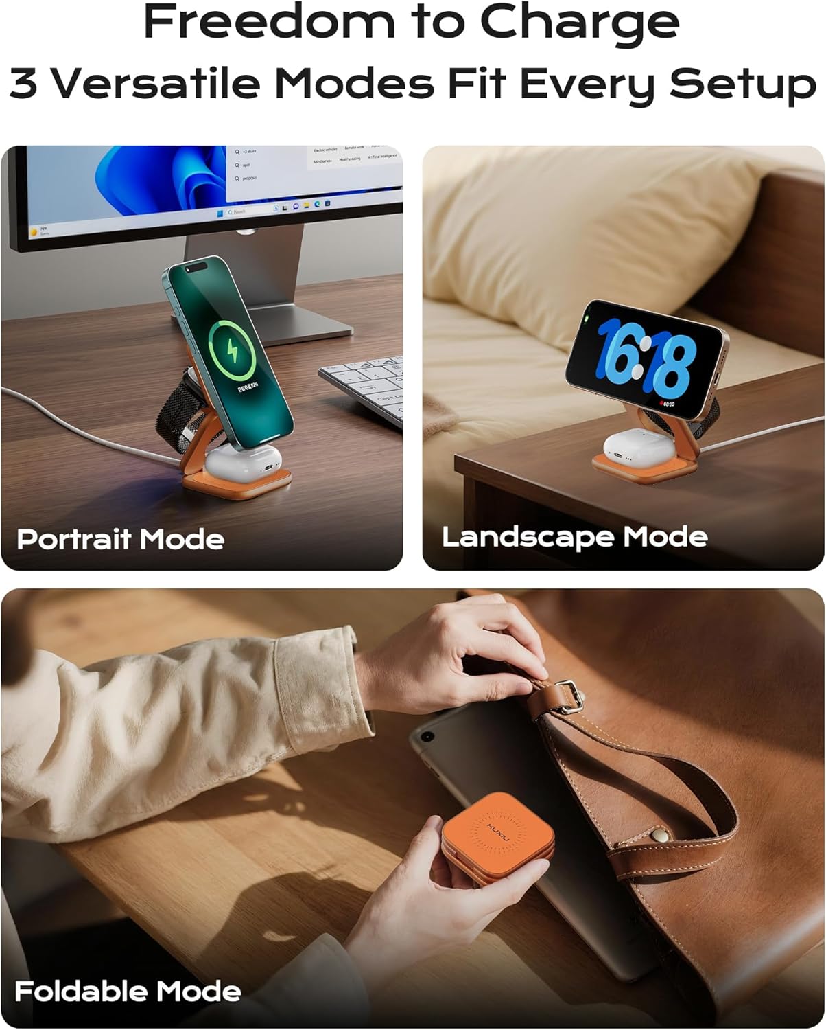 Thumbnail 2 de KU XIU Qi2.2 25W Magnetic Wireless Charger – 3-in-1 Foldable Travel Station