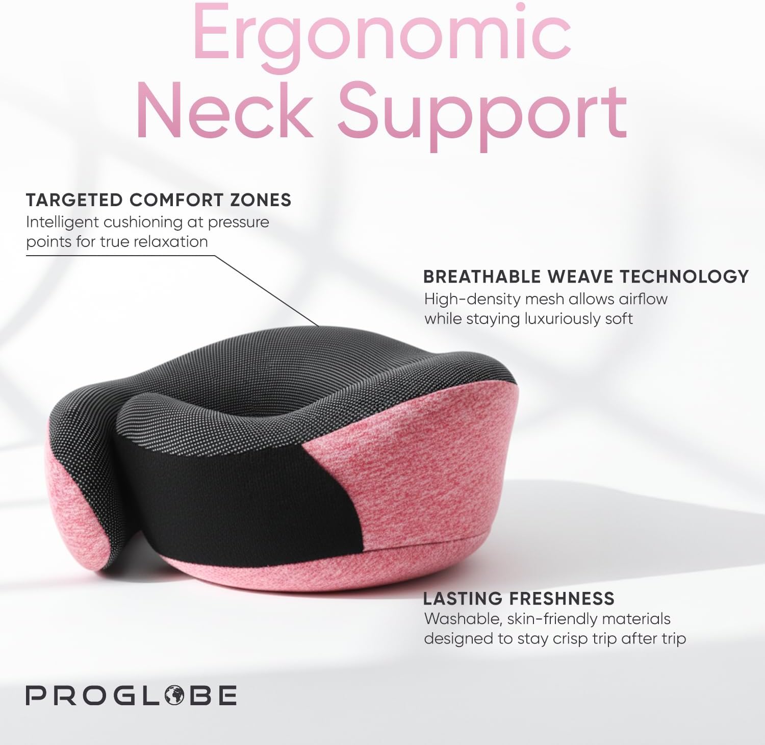 Thumbnail 2 de Proglobe Pink Airplane Travel Pillow Set with 100% Pure Memory Foam Neck Pillow