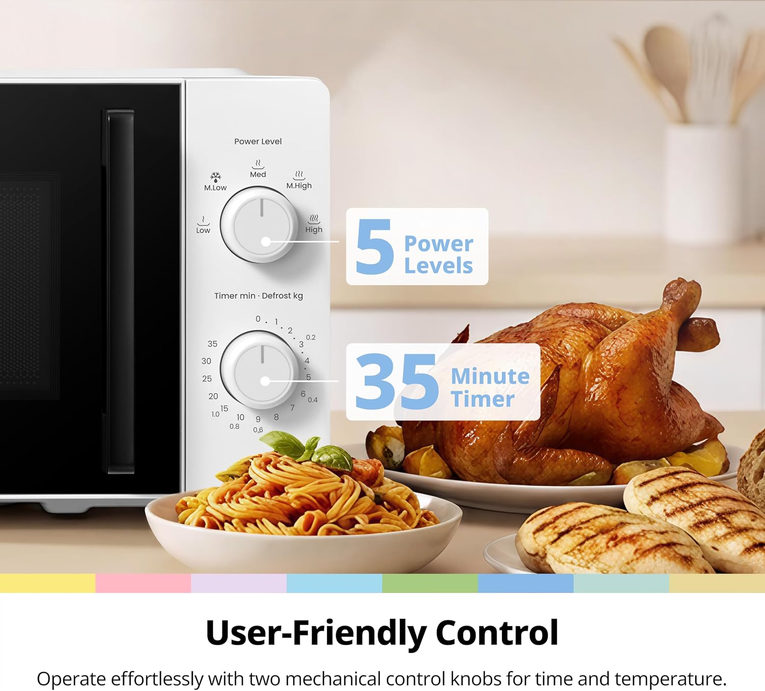 Thumbnail 4 de COMFEE' 20L Compact White Microwave Oven (CMO-MM20L2NFPF(WH))