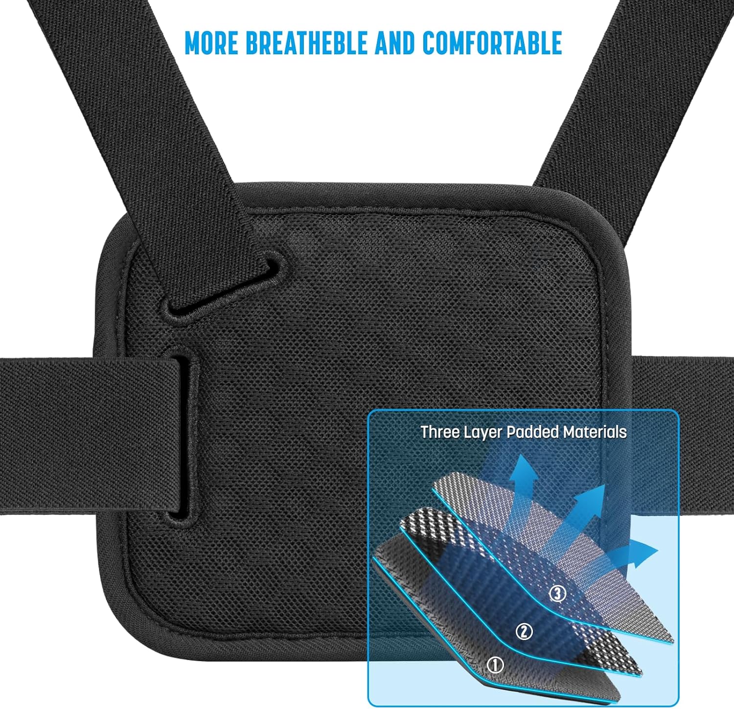 Detalle de TesRock Imbracatura Pettorina Chesty: compatibile con tutte le GoPro e action camera, comfort e stabilità in ogni sport