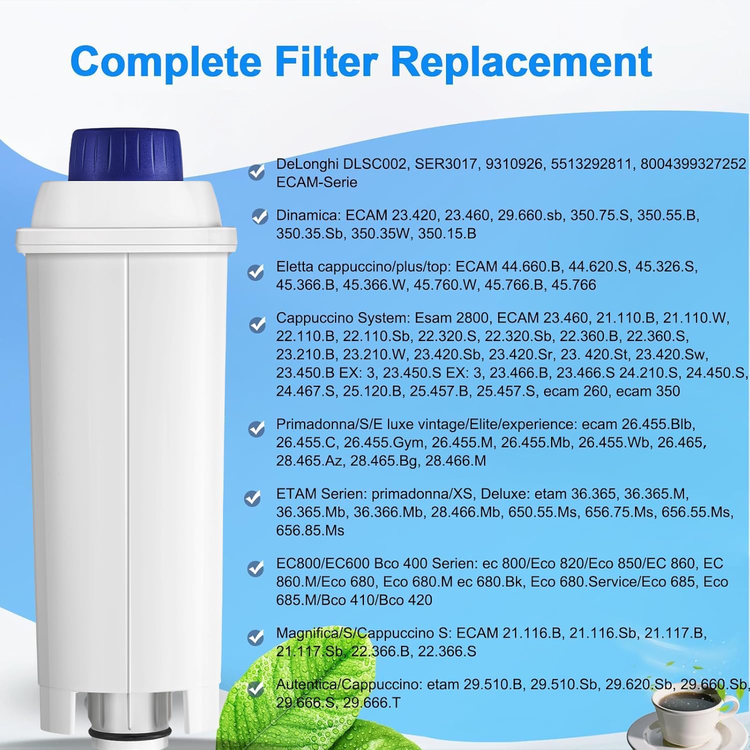 Detalle 2 de Molifal FW600-waterfilter voor De’Longhi, set van 6 met actieve kool