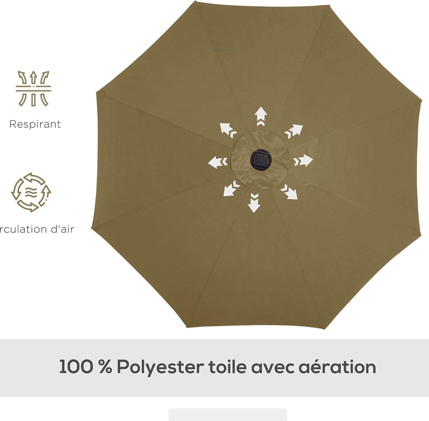 Thumbnail 5 de Parasol de jardin droit octogonal Outsunny, inclinable, lumineux solaire avec 24 LED (Ø 2,7 x 2,4 m)