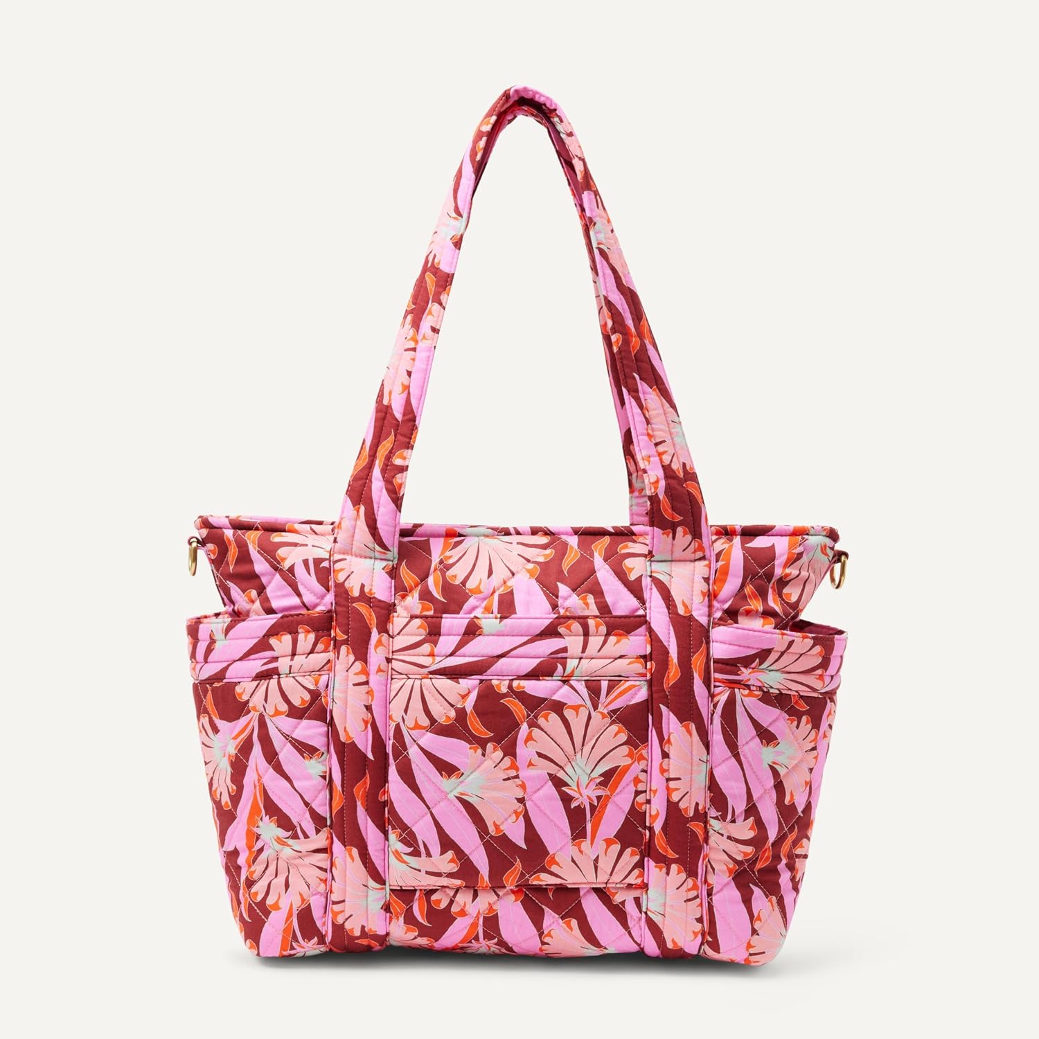 Detalle de Amazon Essentials Damen Gesteppte Handtasche aus Baumwolle – Alltagstaugliche Umhängetasche mit gepolstertem Griff