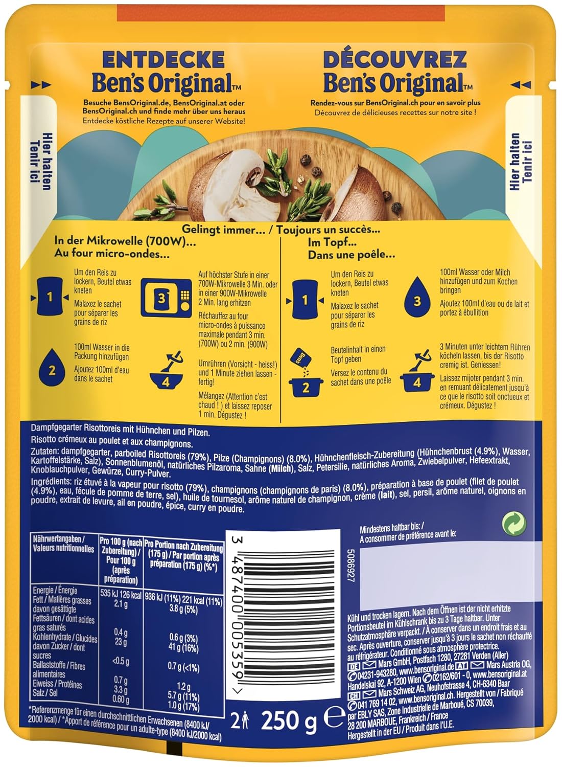 Thumbnail 2 de BEN'S ORIGINAL Fertiggericht Risotto mit Hühnchen & Pilze – 6 x 250 g