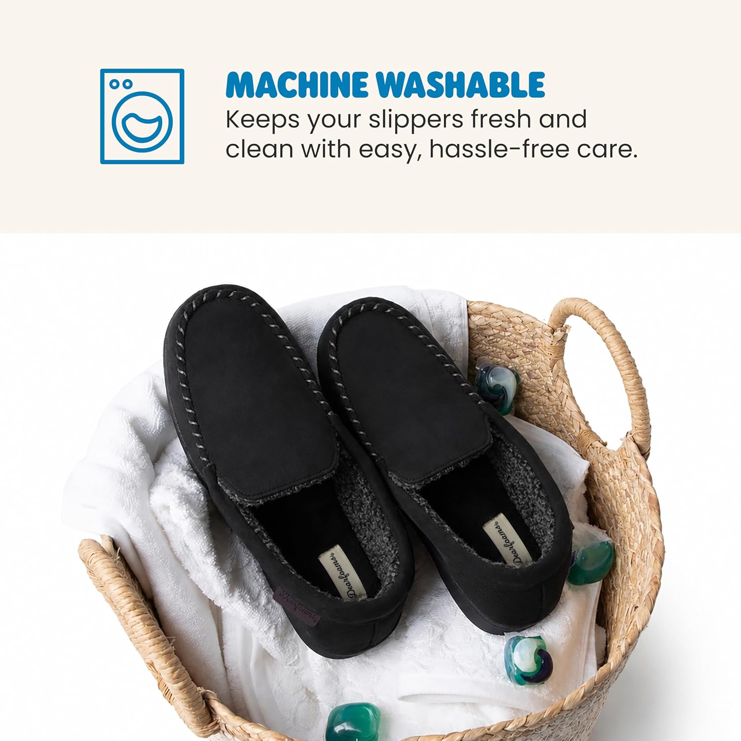 Detalle 1 de Dearfoams Men's Moccasin Slippers with Memory Foam