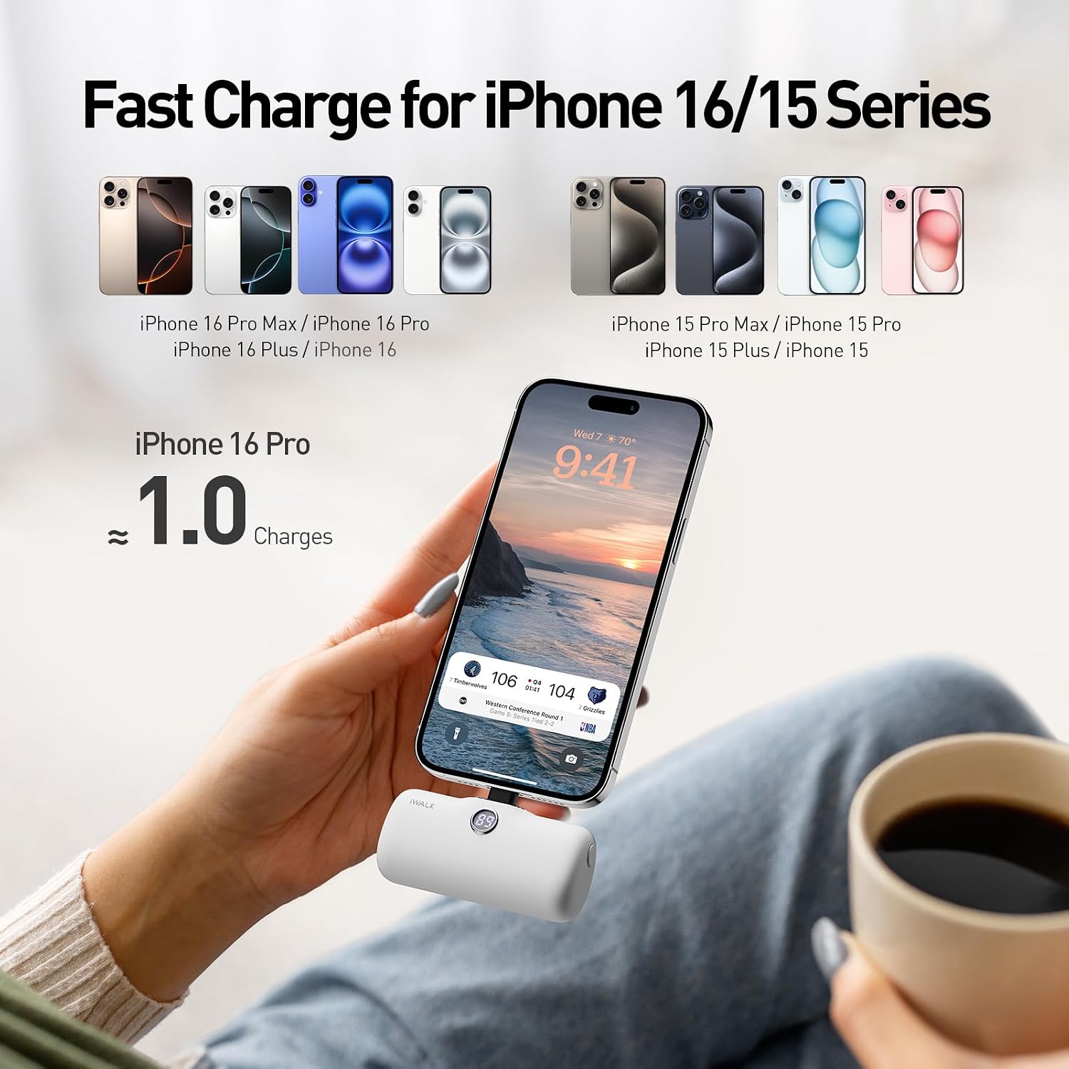 Detalle 2 de iWALK USB-C Portable Charger 4800mAh 20W – Compact Power Bank with LED Display