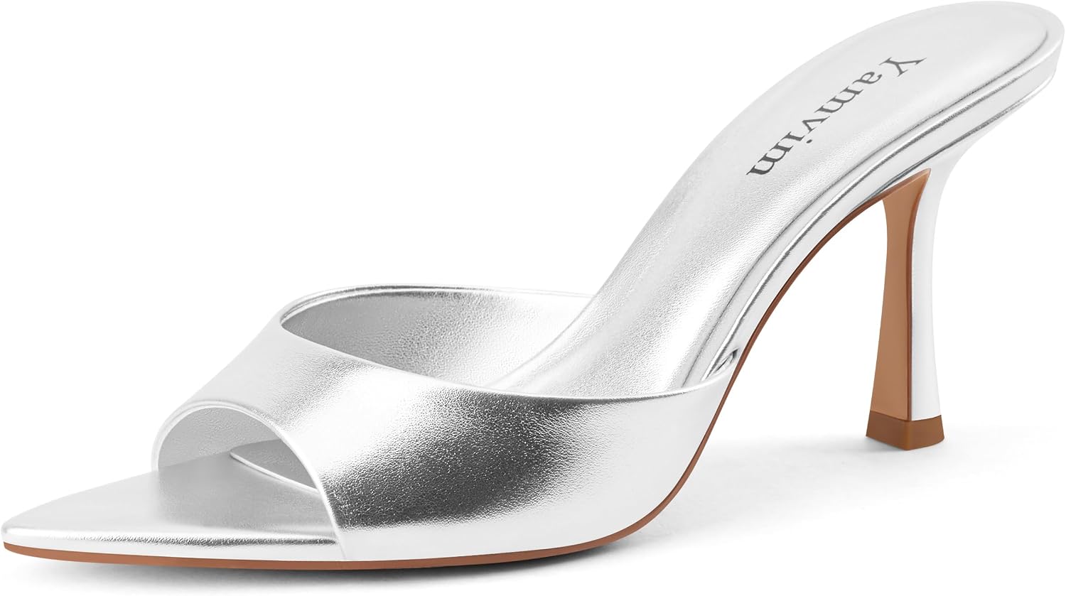Detalle de Yamvim Pointed-Toe Mule Heels for Women, 3.15-Inch Slim Heel