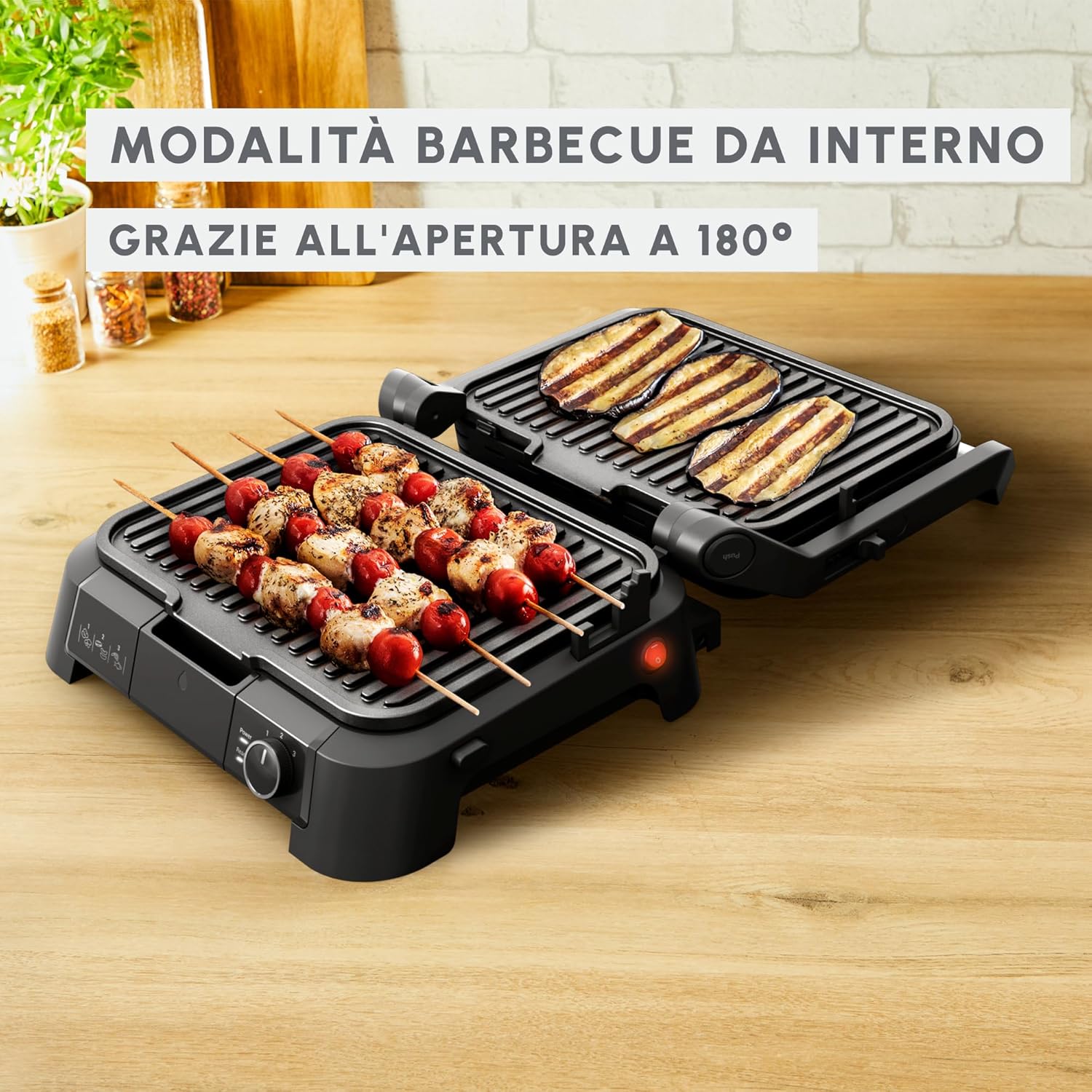 Detalle 2 de Moulinex SuperGrill 3 in 1 GI510D: griglia a contatto con modalità barbecue e forno, termostato regolabile