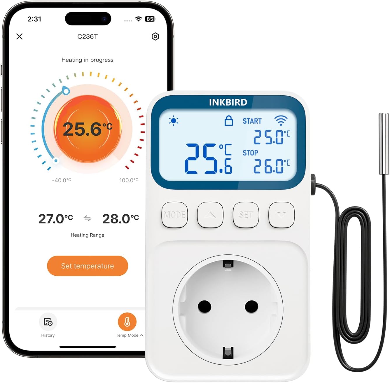 Detalle de Inkbird C236T termostato Wi‑Fi per incubazione e serre