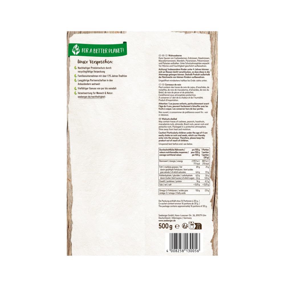 Thumbnail 1 de Seeberger Walnusskerne ohne Schale (1 x 500 g) – vegan, ohne Zusatzstoffe, ideal als Snack