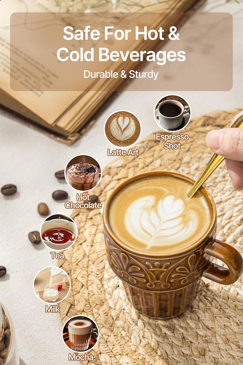 Detalle 2 de Ceramic Espresso Cup Set, 6 oz