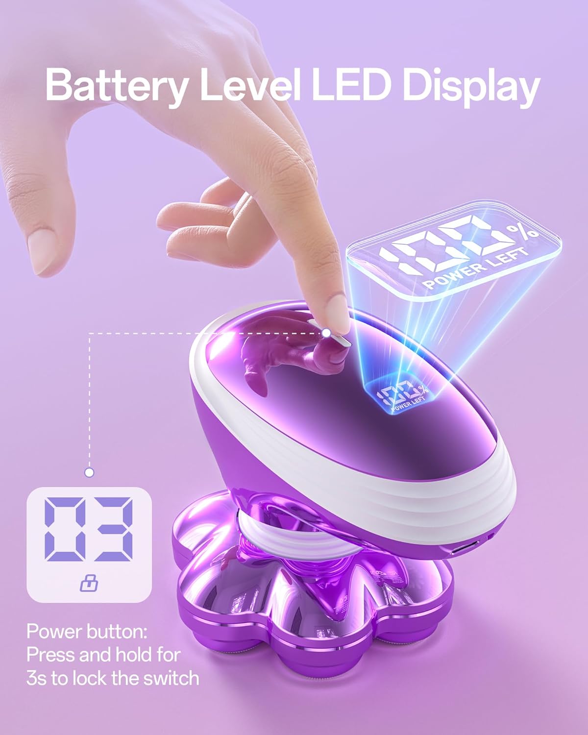 Detalle 2 de 5-in-1 Women’s Electric Razor Kit with 7D Magnetic Heads – Waterproof, LED Display, and USB-C Charge