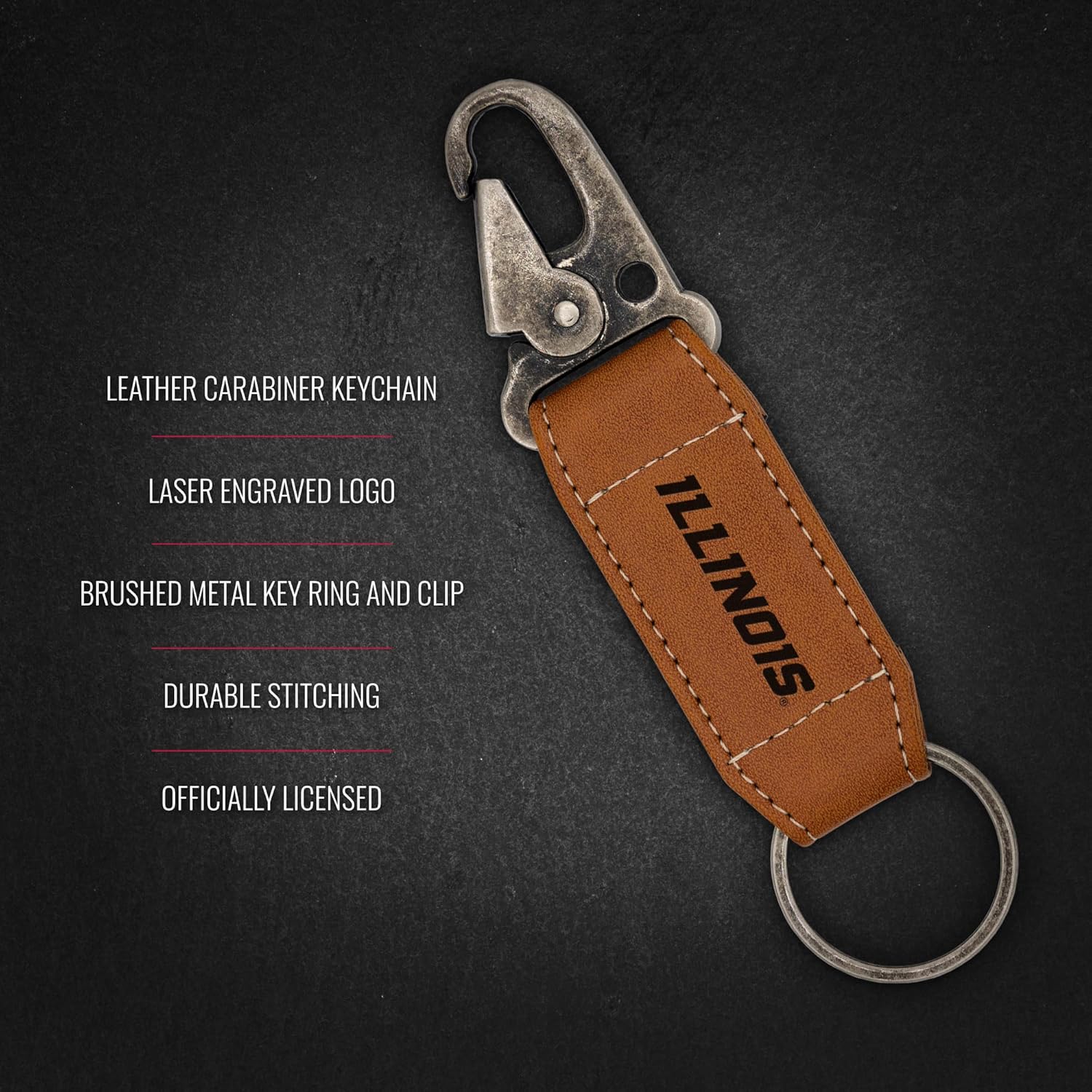 Detalle de Rico Industries NCAA Laser Engraved Carabiner Keychain