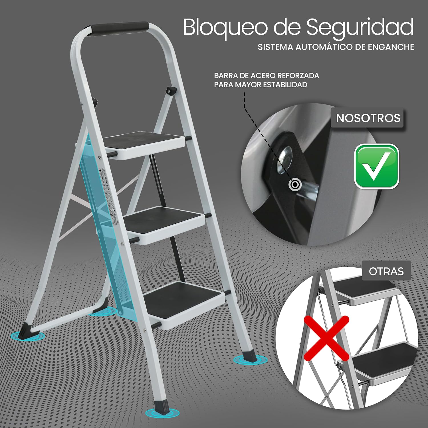 Thumbnail 3 de UZIRO Escalera plegable 3 peldaños