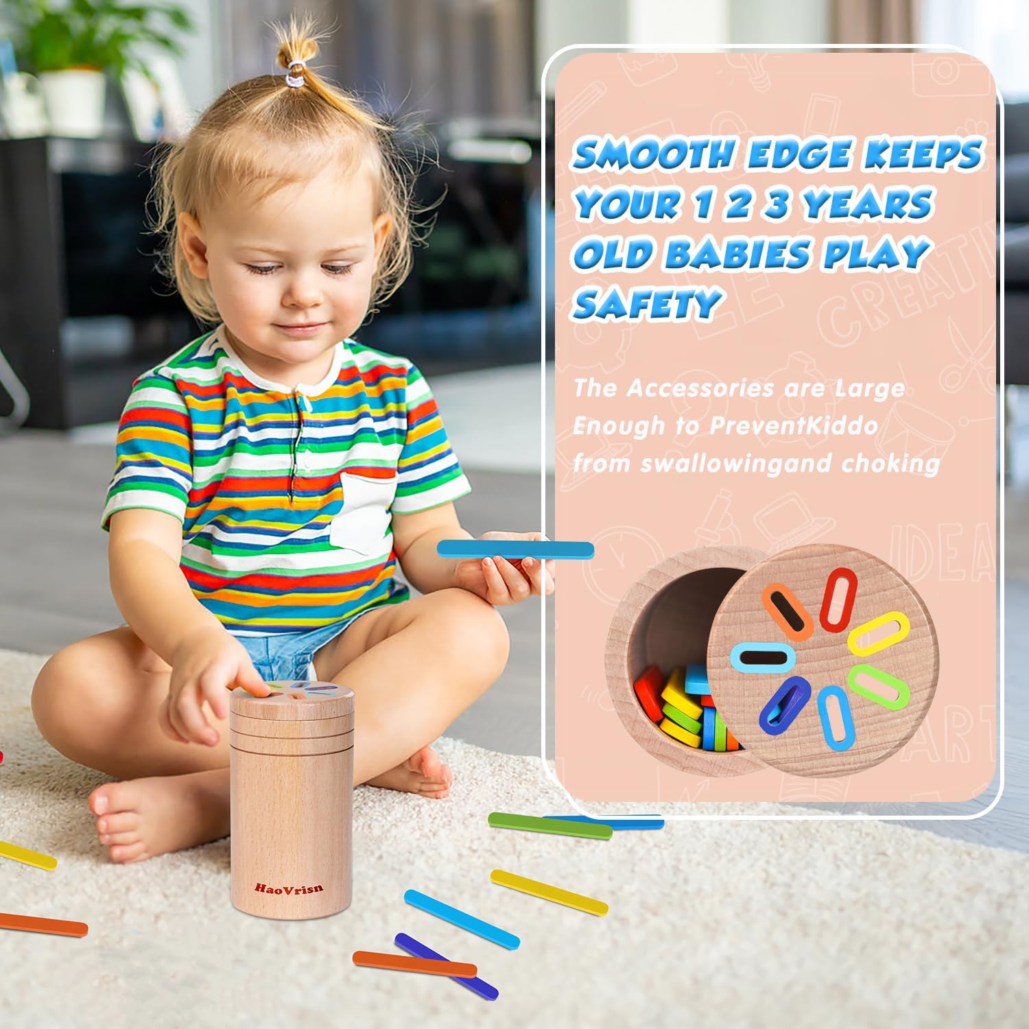 Detalle de Giocattoli Montessori HaoVrisn da impilare e ordinare (1-3 anni) con forme e colori