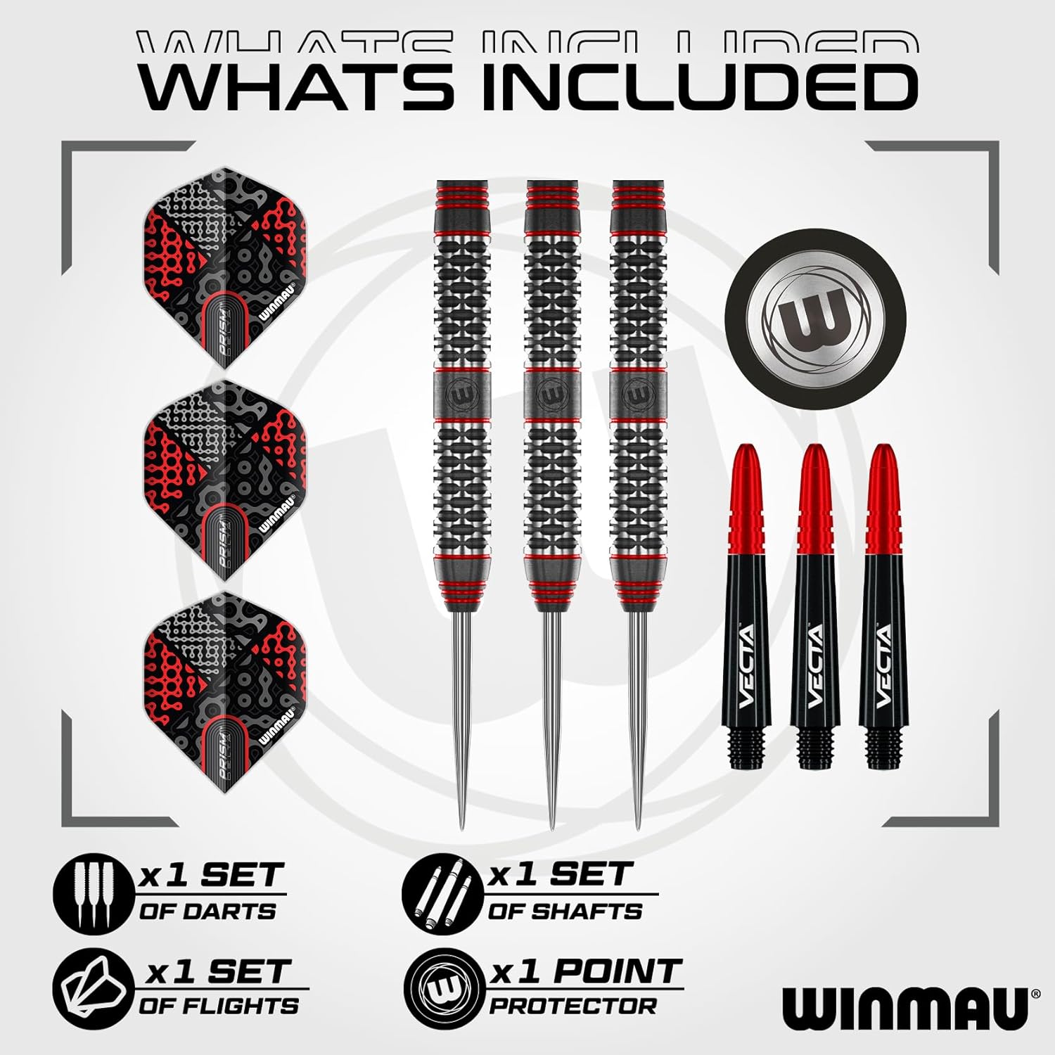 Thumbnail 1 de WINMAU Cypher Series 90% tungsten darts set (Vecta stems + Prism Delta flights) – soft tip 18g or steel tip 22g/24g/26g