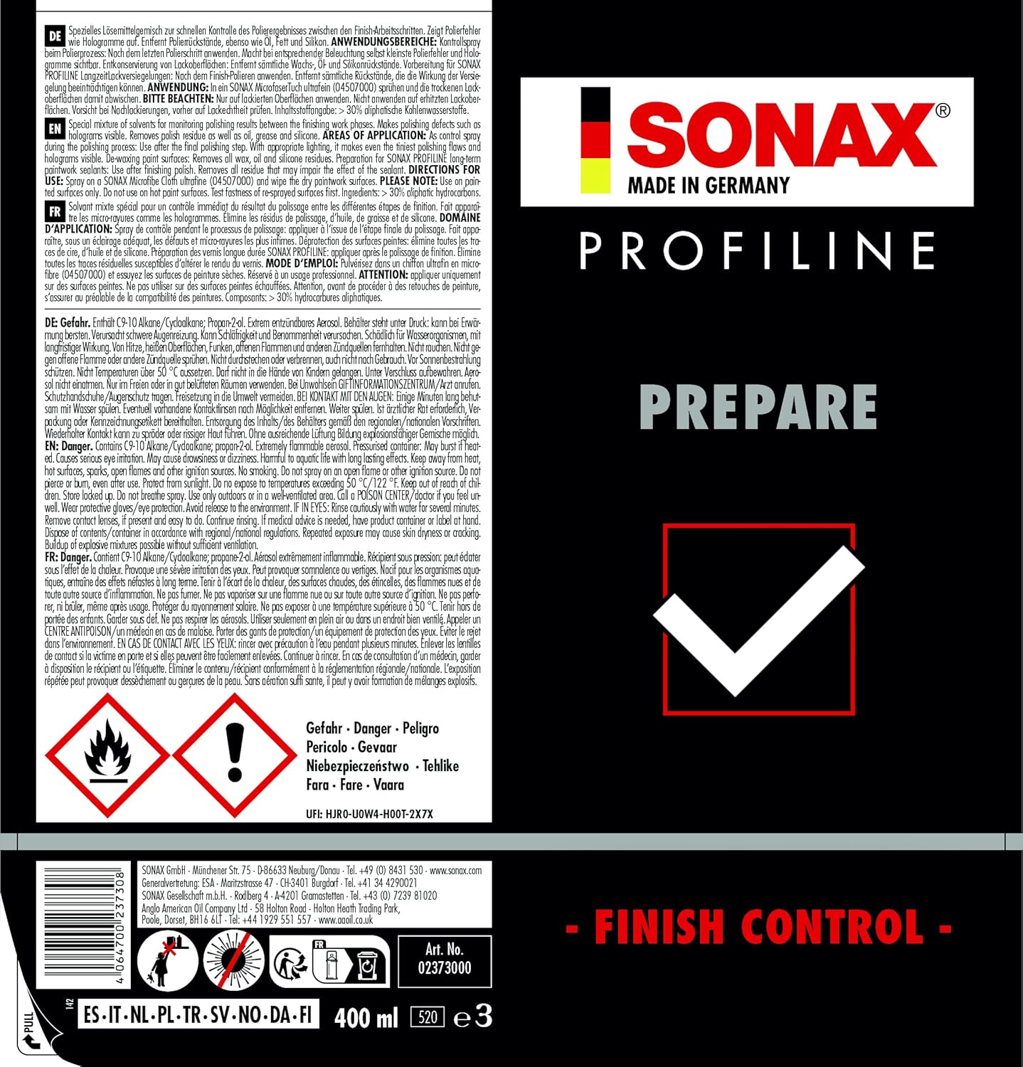 Thumbnail 1 de SONAX PROFILINE Prepare (400 ml) Speciale Miscela solvente per lucidatura: elimina residui, olio, grasso e silicone