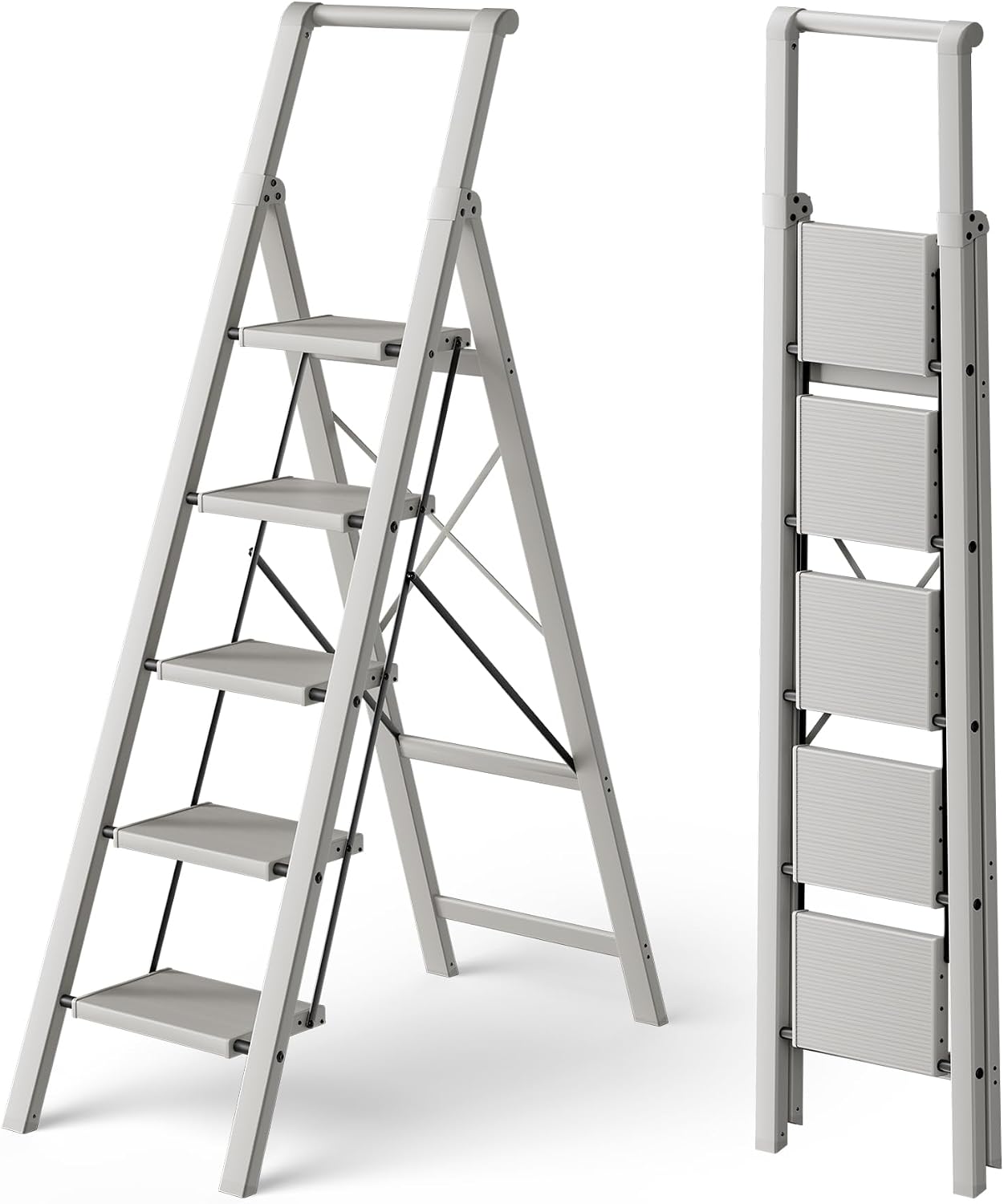 Detalle de HillhutApex L0105 5-Step Aluminum Folding Ladder with Handgrip