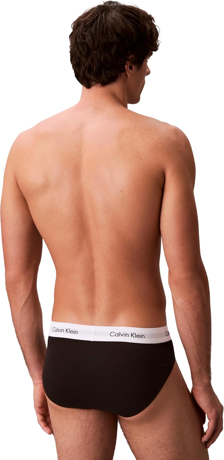 Detalle de Calvin Klein Herren 3er-Pack Slips 3P Hip Brief mit Stretch – Cotton Stretch, kurze Beinausschnitte