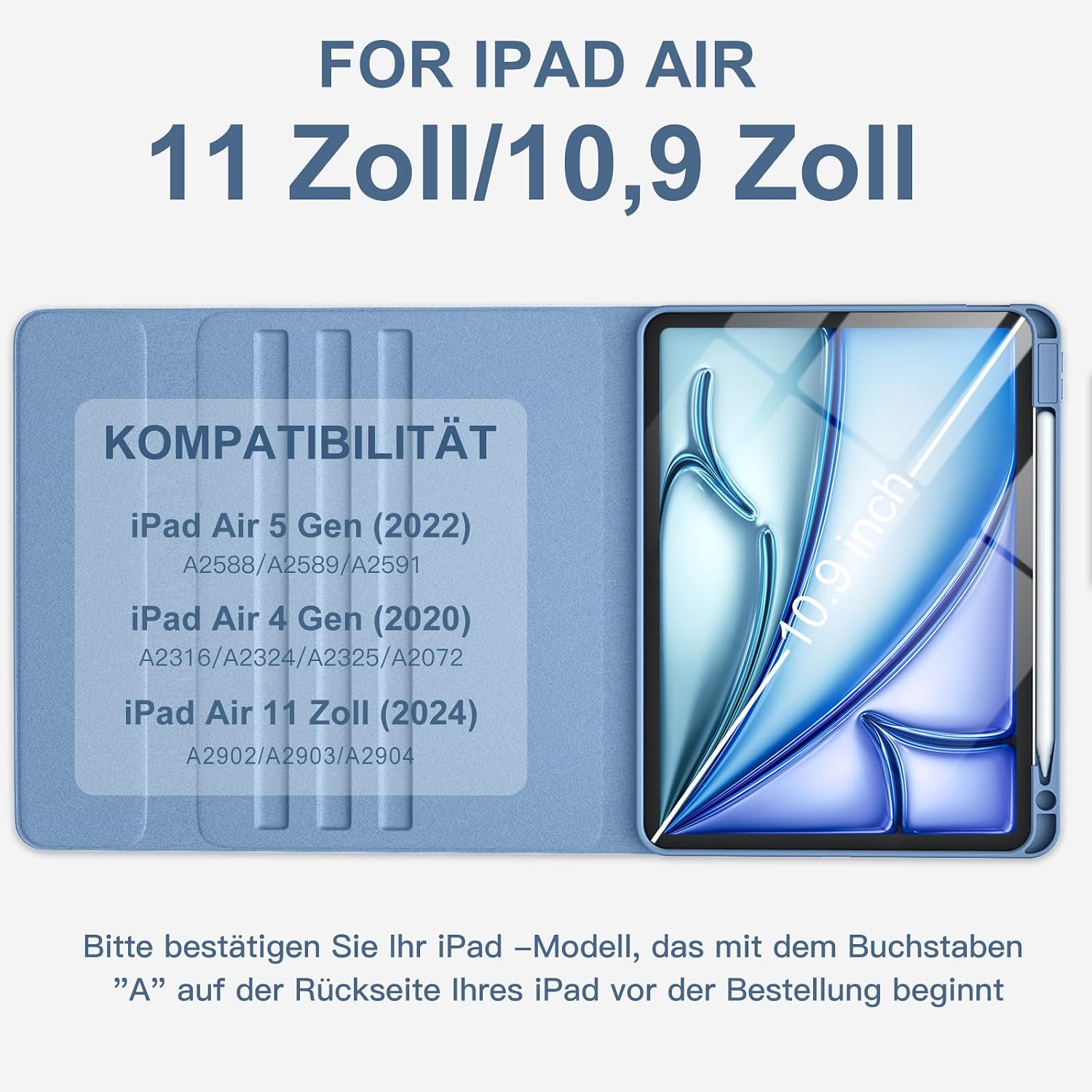 Detalle 2 de Vobafe Hülle mit Tastatur iPad Air 11 Zoll Blau