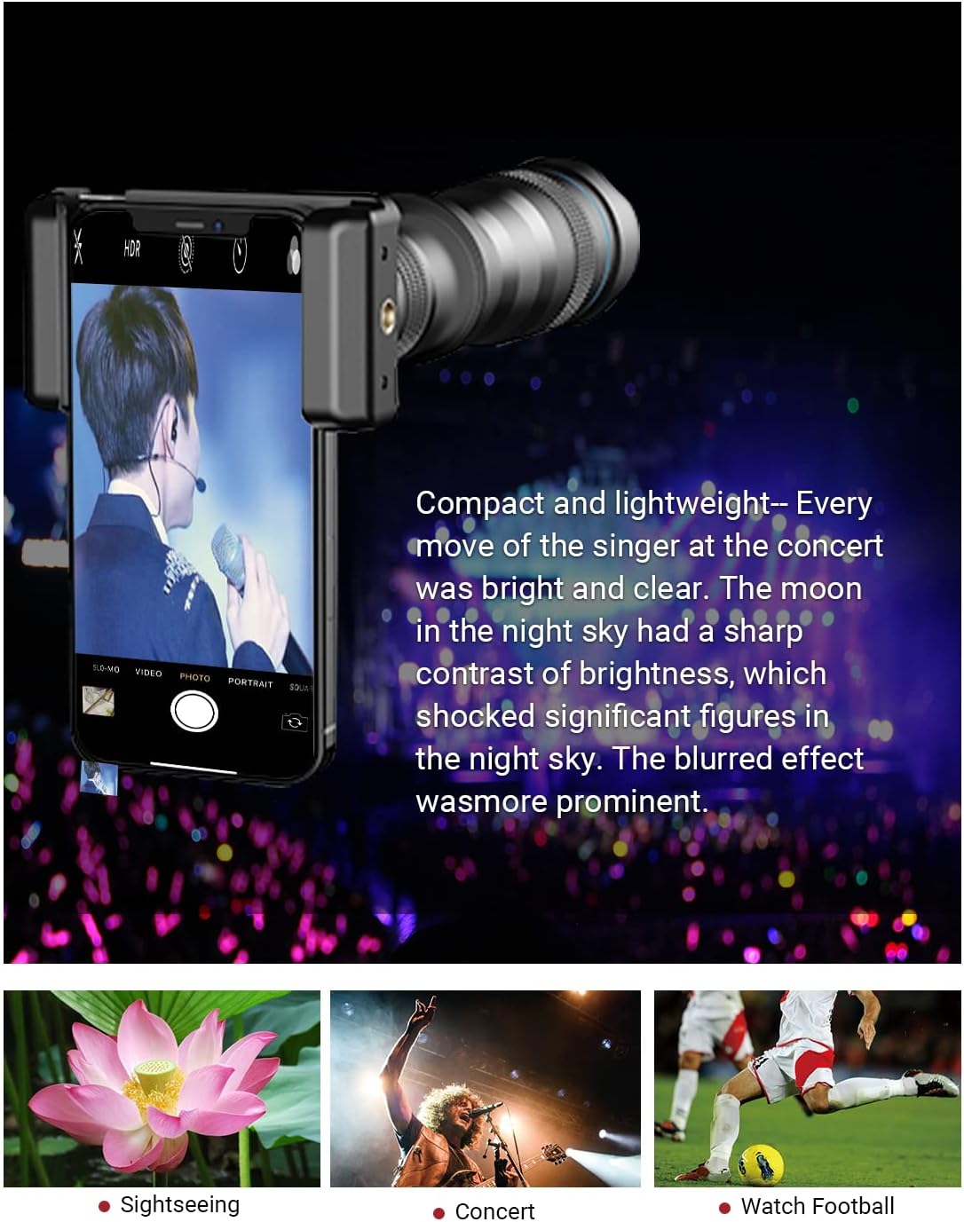 Detalle de Apexel HD 36X Telephoto Lens for Smartphone – 36x Zoom with Tripod