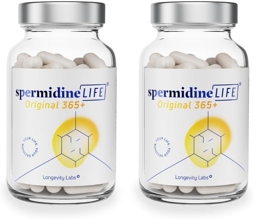 Detalle de spermidineLIFE Original 365+ – Natürlich hochdosiertes Spermidin aus CelVio Weizenkeimextrakt (120 Kapseln)