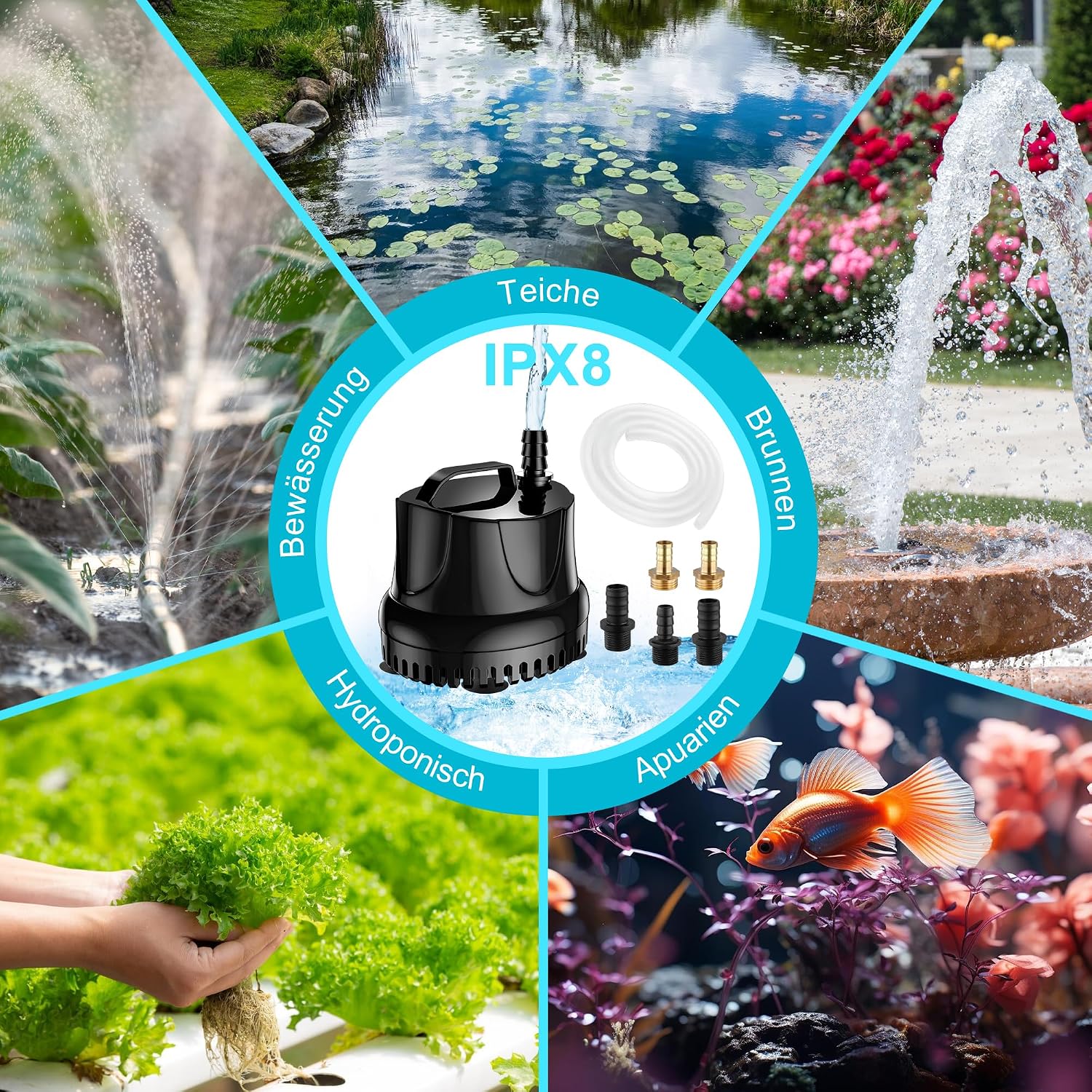Thumbnail 6 de Lnicez Maximale Mini Wasserpumpe 25 W mit bis zu 1.500 L/h Förderleistung (Tauchpumpe, Schwarz)