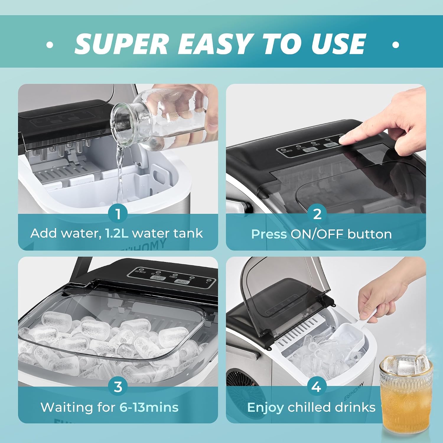 Thumbnail 5 de EUHOMY Ice Maker Machine Countertop: Compact, Quiet and Self-Cleaning
