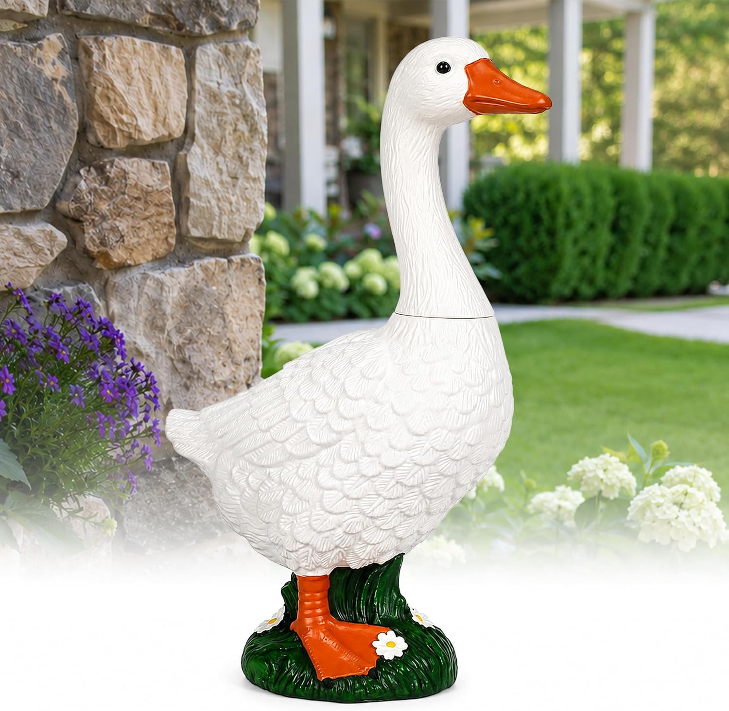 Detalle de GIGALUMI 11749 23-Inch Porch Goose Statue with Rotating Neck and Fillable Base
