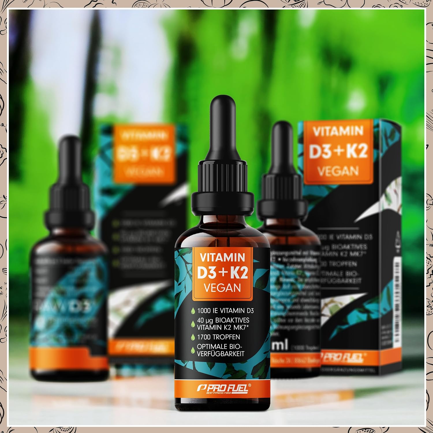 Detalle 2 de Vitamin D3 K2 vegan 1700 Tropfen 50 ml 1000 IE + 40 µg pro Tropfen
