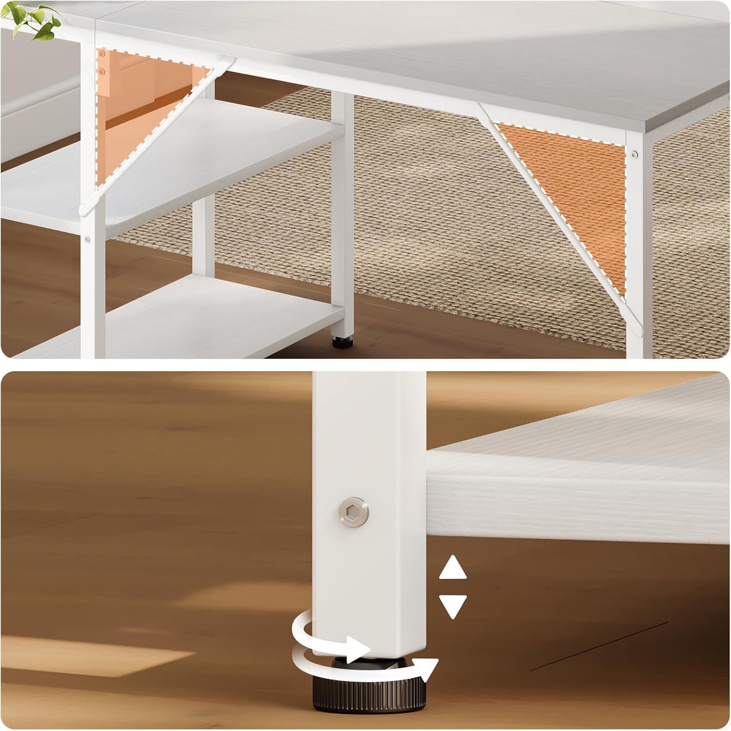 Detalle 2 de Coleshome Scrivania Angolare 100x70 cm: design reversibile e scaffali integrati per spazi piccoli