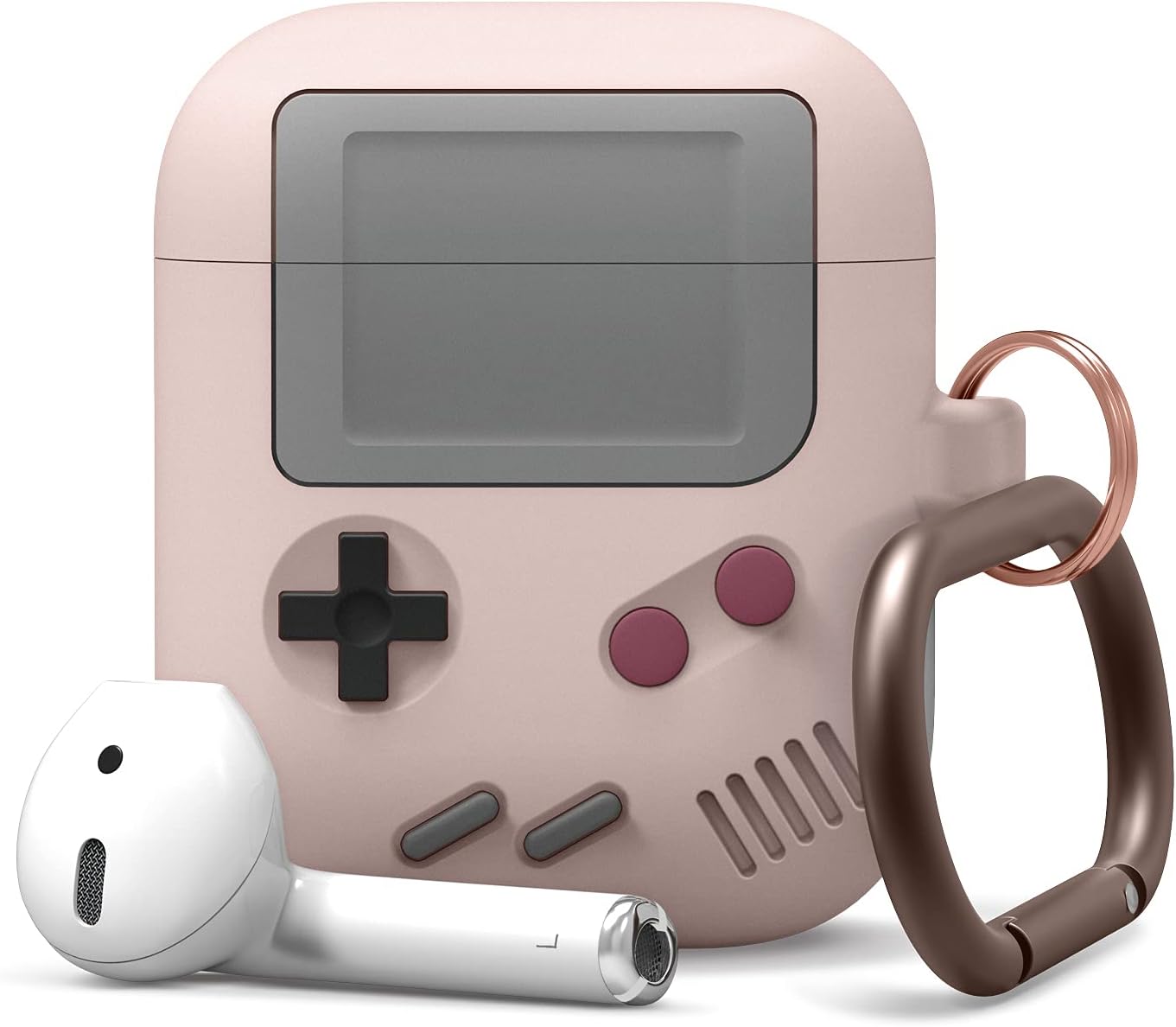 Detalle de elago Coque AW5 pour Apple AirPods 1 & 2 — étui silicone façon console de jeux avec mousqueton (Rose des Sables)