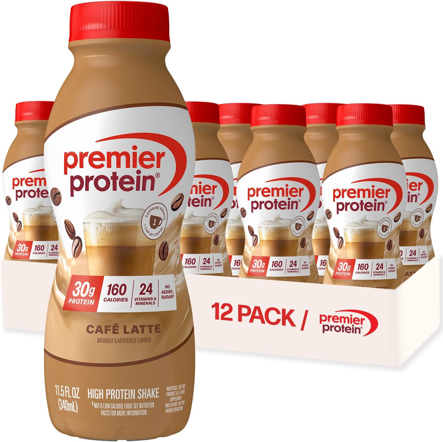 Detalle de Premier Protein 71788 +Energy Café Latte Protein Shake, 30g, 12-Pack