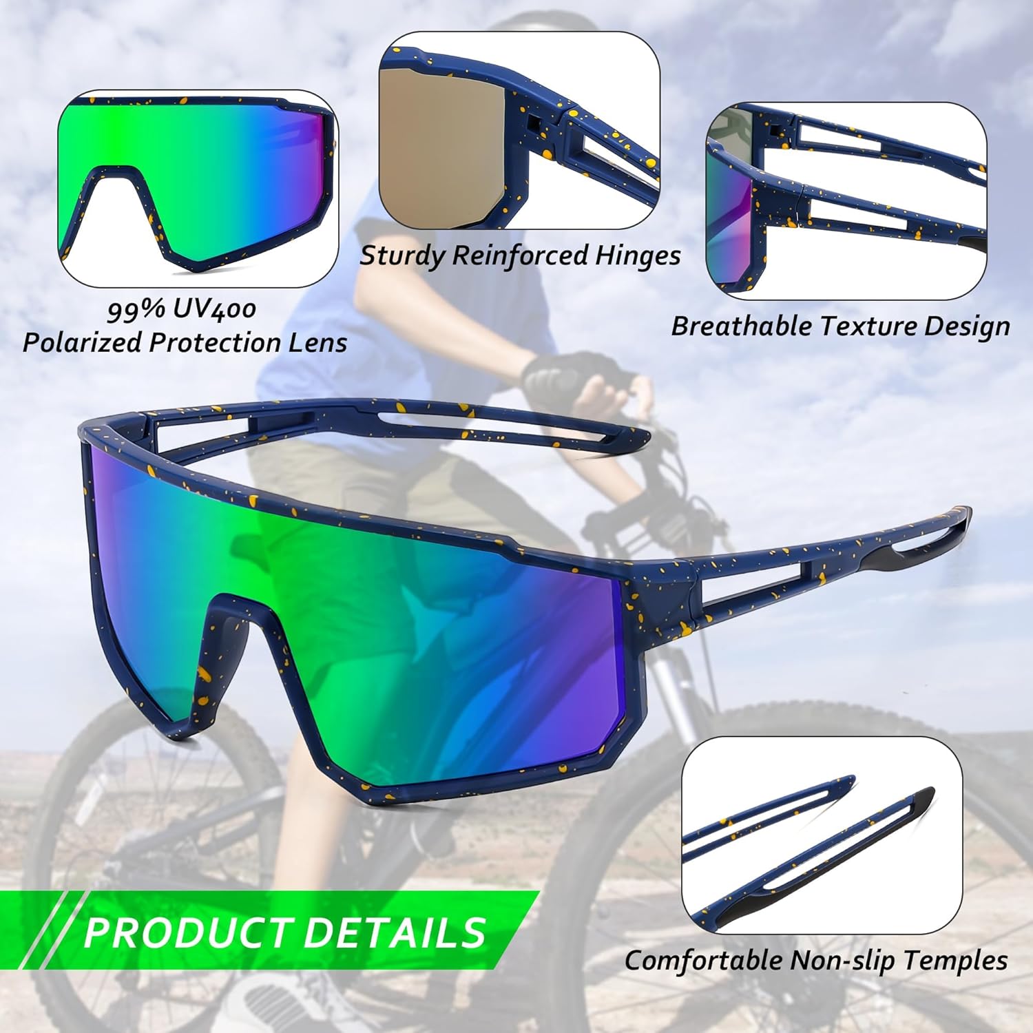 Thumbnail 4 de FEISEDY occhiali da sole sportivi polarizzati per ragazzi 6-15 anni con UV400 e montatura TR90 (B4163)