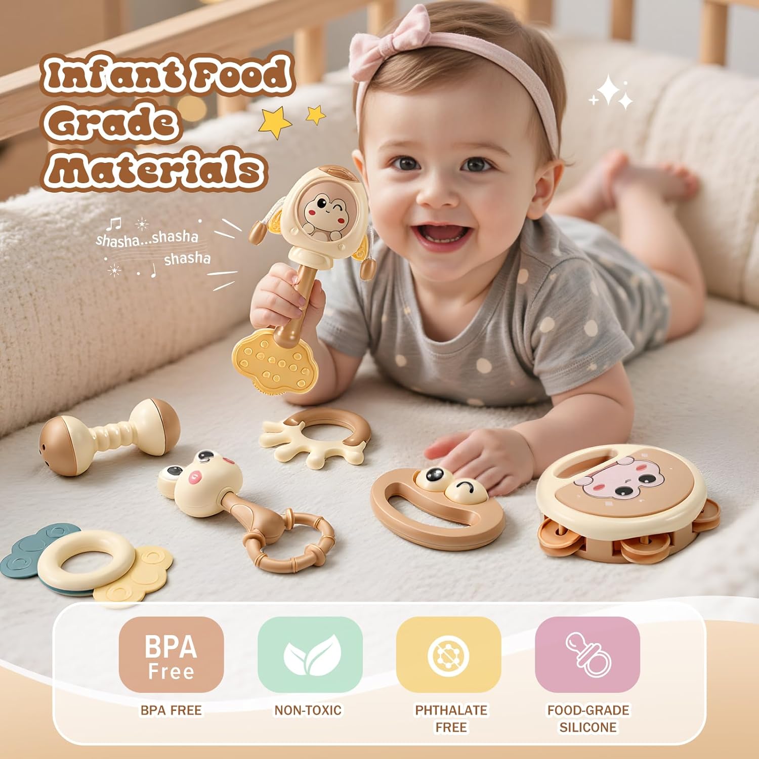 Thumbnail 1 de Wootoyz 10‑Piece Baby Toys with Storage Box for 0–12 Months – Rattle Toys Set