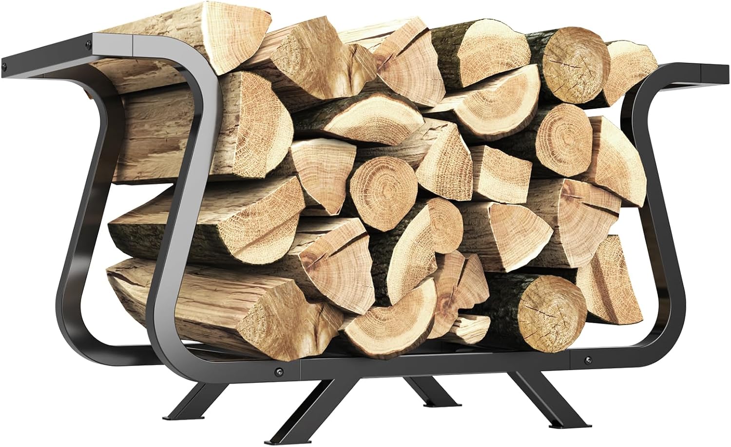 NiHome Firewood Racks 33.5-Inch Firewood Rack, 450 lb Capacity, Black
