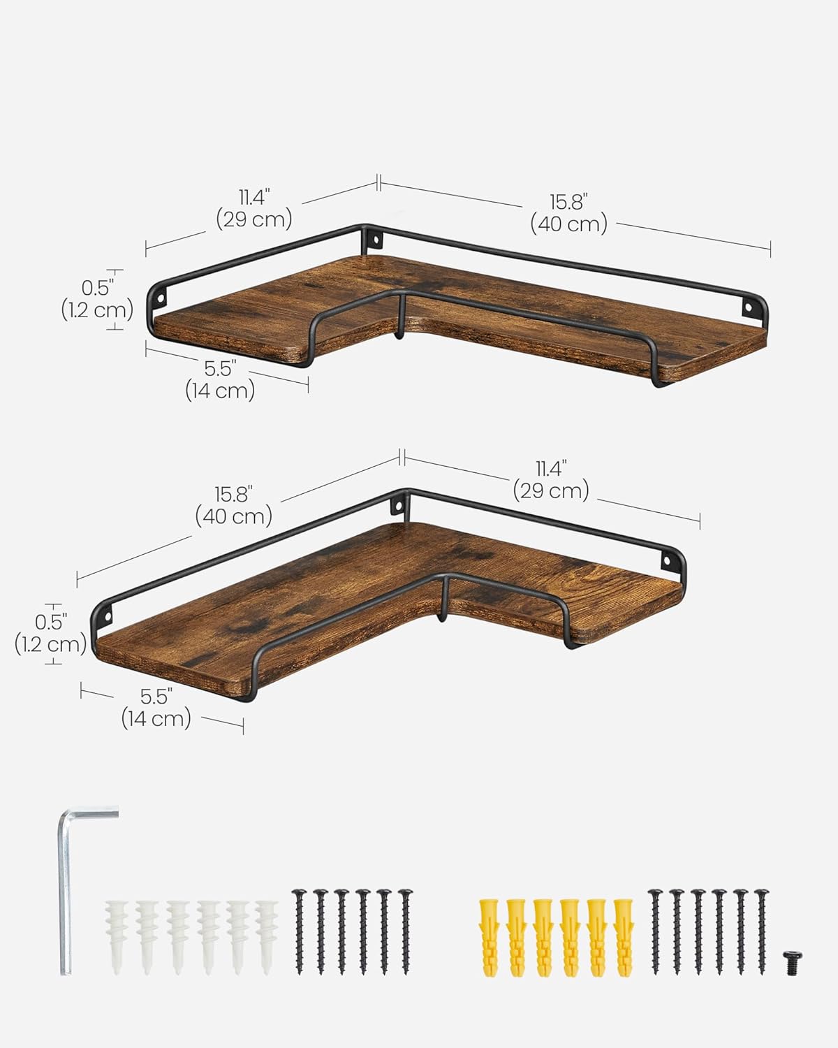 Detalle de VASAGLE LLS831B01 floating corner shelves
