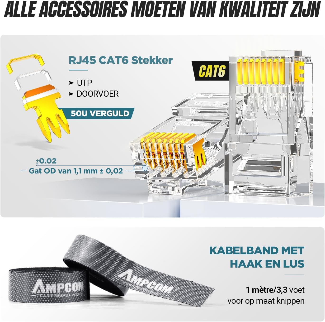Detalle de AMPCOM 568R Heavy Duty Ethernet-krimpset 7-in-1 voor RJ45, RJ11 en Cat6
