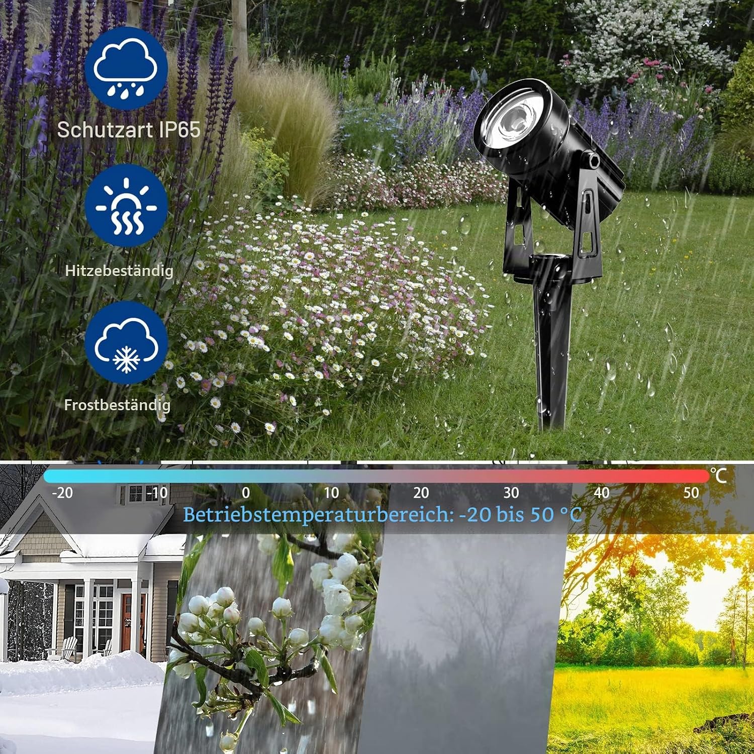 Detalle de T-SUNUS Solar Gartenleuchte mit IP65