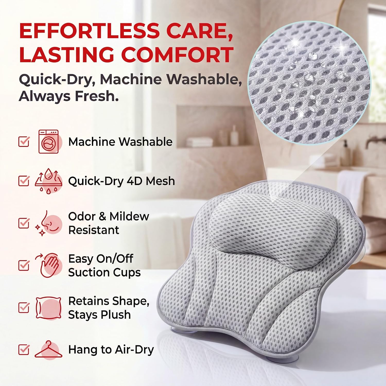 Detalle de Bath Pillow LAVISMA Ergonomic Bathtub Cushion