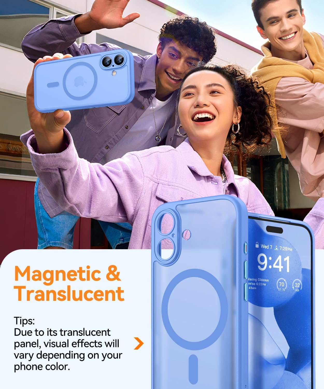 Detalle 2 de CANSHN Magnetic iPhone 17 Case 6.3" translucent matte
