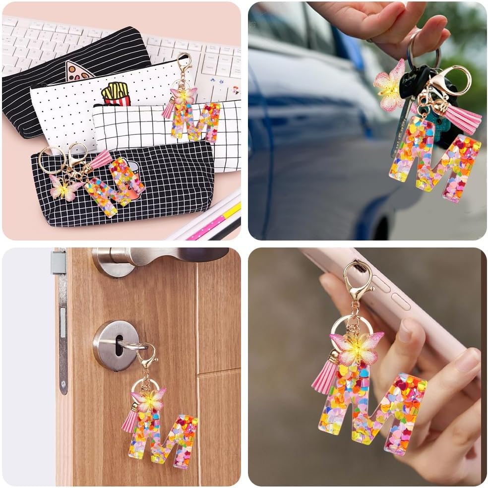 Thumbnail 6 de OSDUE Portachiavi Donna con Lettera e Farfalla Rosa – Un tocco di stile personalizzabile
