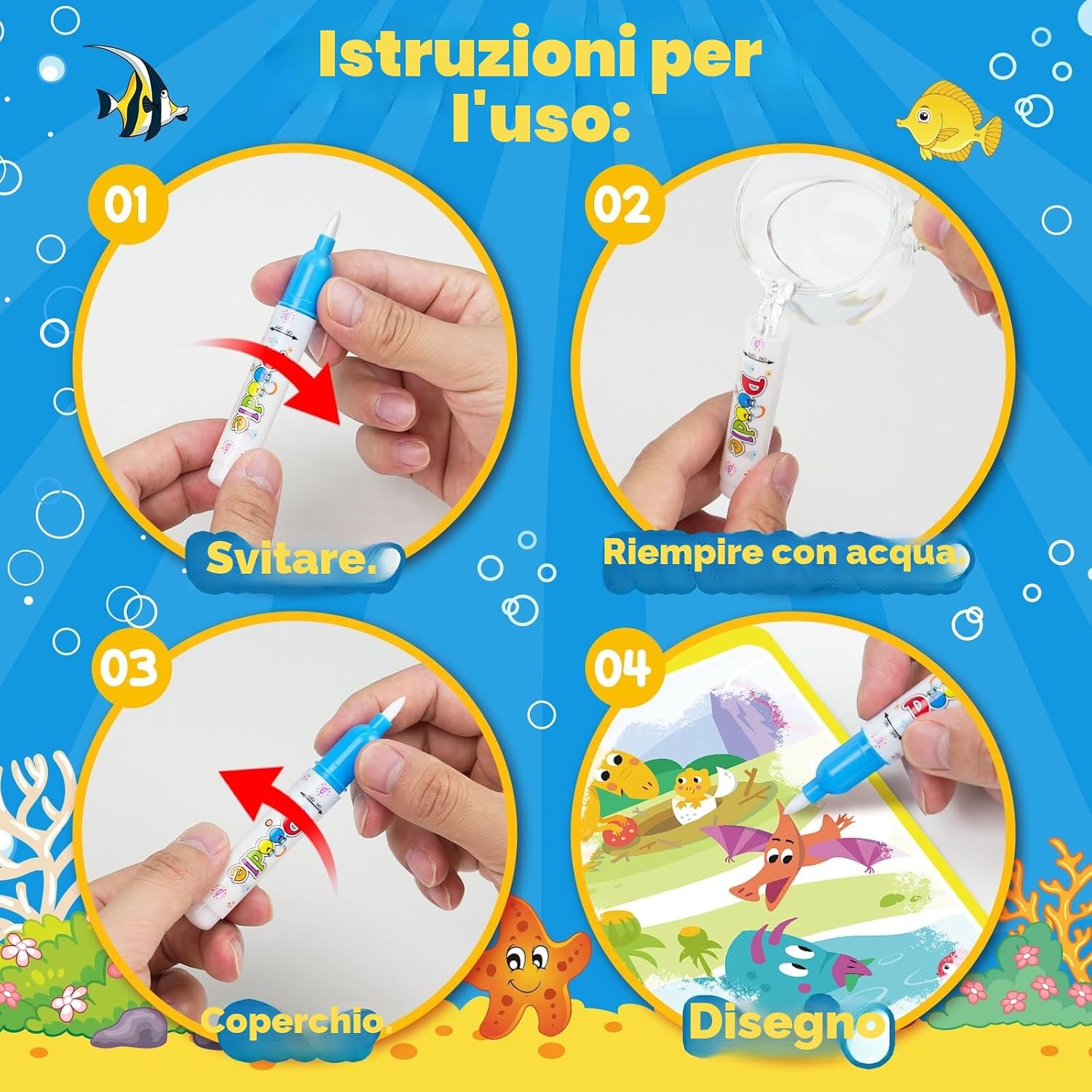 Thumbnail 4 de ZMLM 16 Libri da Colorare con acqua: set creativo riutilizzabile per bambini 3–8 anni