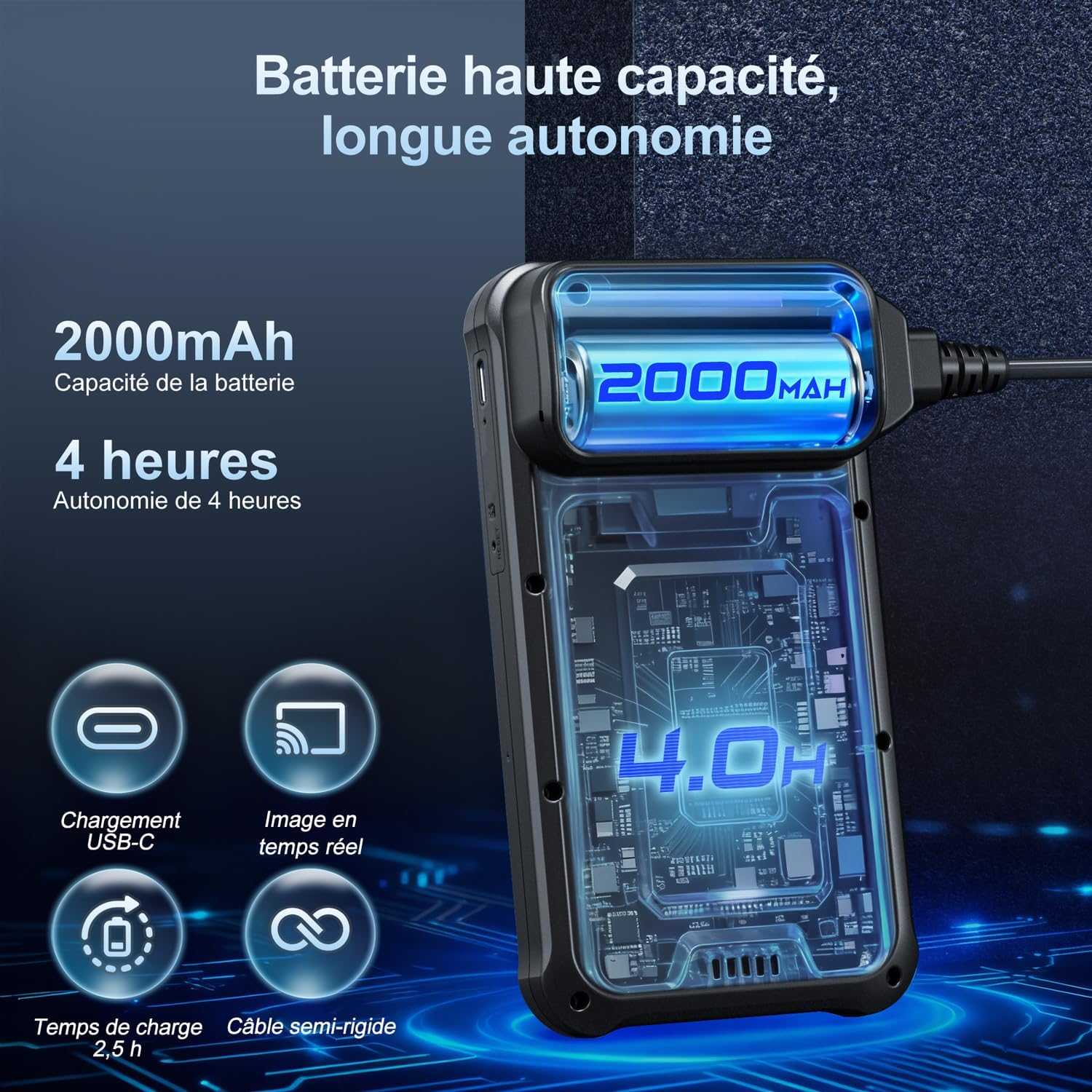 Thumbnail 4 de SKYBASIC Endoscope Industrielle : Caméra d’inspection HD 1080P avec écran 4,3 pouces et câble 20 m
